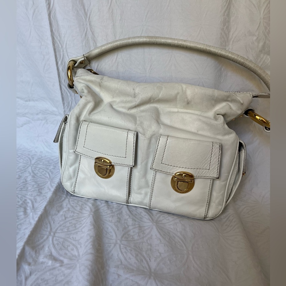 Marc Jacobs white leather shoulder bag